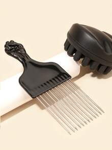 2pcs Big Holes Barber Hair Brush Sponge Dreads Locking Twist Afro Curl Coil Wave Hair Care Tool, Premium Twist Tool, Long-Lasting Durable, Longevity, Defines Twists, Professional Quality, Quick & Easy Styling, Washable, Black, Claw Clips, Hair Tool Kit - Multicolor - View 4