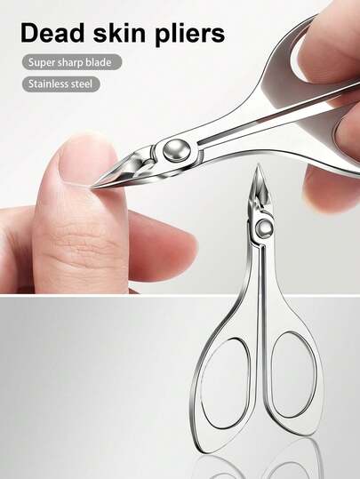 1pc Silver Butterfly Cuticle Nipper (With Olive Green Leather Case), Stainless Steel Nail Cuticle Cutter, Portable Cuticle Trimmer Tool, Manicure & Pedicure Care Accessory