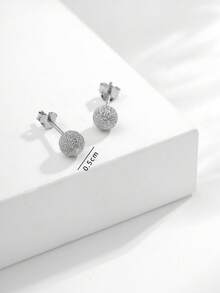 ELSEDES 1 Pair Handmade S925 Sterling Silver Matte Finish Minimalist Stylish Charm Earrings For Women - White Gold - View 6