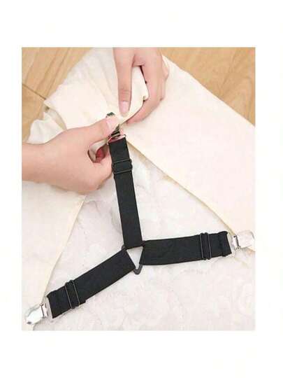 Suporte para lençóis com 4 peças, suporte para lençóis com fivela ajustável, elástico para lençóis amassados