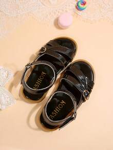 儿童时尚户外凉鞋夏季方头平底鞋系带凉鞋新款女童鞋时尚沙滩拖鞋 - 黃色 - 查看 5