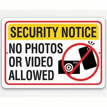 Metal Sign - Safety Notice No Photography Or Video Shooting Allowed - Indoor And Outdoor Use - Warning Sign For Private, Restricted, And Safety Areas Or Facilities, No Photography Prohibited, Charming Wall Art For Home, Bar, Cafe, Garage Decoration, Aluminum 8x 12inch,,,,,,, - White - View 1