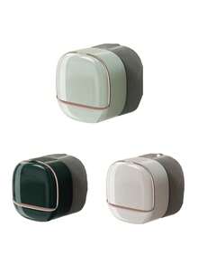 Deluxe Wall Mounted Soap Dish With Lid, High End Drainage Soap Box, Waterproof Soap Dish With Drainage Box, Soap Box, Soap Dish With Lid, Wall Mounted Drainage Soap Box With Flip-Top Lid, For Bathroom, Halloween/Christmas Decorations Soap Holder Bathroom Back To School - Multicolor - View 18