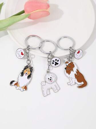 1pc Metal Alloy Drip Oil Dog Keychain Men's And Women's Backpacks Handbags Pendants Accessories Animal Keychain Gifts Handsome Gog Pet Store Souvenirs Car Keychains Boyfriends' Holiday Birthday Gifts Jewelry Gift Pendants For Good Friends