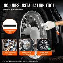 Rear Front Axle Wheel Covers, Dome Axle Cover For Semi Truck, ABS Rust-Resistant Lug Nut Covers, Universal Fit, Installation Tool Included, 2 Front And 4 Rear Axle Hub Covers Combo Kit - 13.86x3.54 Inch and 13.94x8.66 Inch - View 5