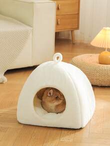 1 件套猫床小猫床，可洗猫床，适合室内猫，超柔软毛绒人造毛皮宠物床，适合小狗和小猫，带防滑底部