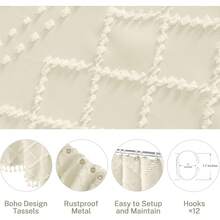 1 件波西米亚白色编织面料浴帘，带流苏，72 英寸 X 72 英寸，现代农舍简约风格，毛绒雪佛龙复古纹理，浴室防水窗帘，酒店装饰房间装饰浴室配件 - 彩色 - 查看 10