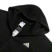 Adidas Men's/Women's Unisex Knit Fleece-Lined Hooded Jacket, ADI BB FZ HOODY, Loose Fit, Polyester Fabric, Black, KB3064 - Black - View 3