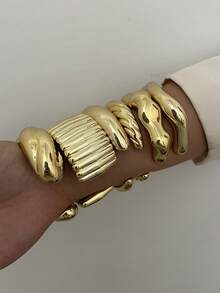 6/3pcs Set Vintage Exaggerated Luxurious Gold Resin Bangle Bracelet Set, Suitable For Women's Daily, Party, Date, Wedding, Festival Wear, Stackable, Perfect Gift