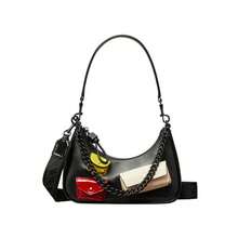 Tory Burch Zip-Top Multi-Pocket Leather Crescent Satchel Shoulder Bag 140546 - Black - View 2