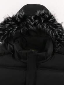 LEDUNTINO 男士加厚羽绒服，中长款，带帽，纯色，下摆拉链，适合冬季外出和日常通勤，送给男朋友的完美礼物