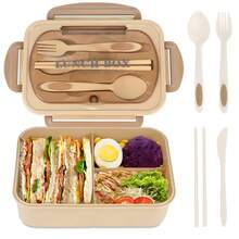 1200ml Adult Lunch Box, Leak-Proof Bento Box With Utensils, 3-Compartment Design, Microwave - Multicolor - View 2