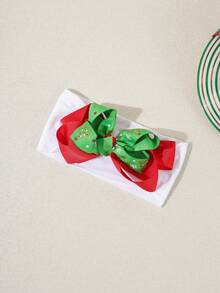 1pc Christmas Ribbon Bow Elastic Nylon Polka Dot Baby Headband Hair Accessories Set - Multicolor - View 10