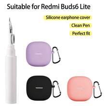 DO AS YOU WISH Silicone Earphone Protective Case For Redmi Buds 6 Lite, Includes 1 Metal Clip & 1 Cleaning Brush, Multi-Functional Protection + Cleaning, Solid Color Silicone Shell, Lightweight & Comfortable, Scratch & Wear Resistant