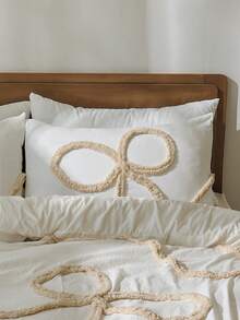 Bộ chăn ga gối đệm thêu hoa mềm mại và thoải mái 3 món, thoáng khí 100% polyester, khóa kéo bốn mùa, có thể giặt bằng máy, cỡ đôi/toàn bộ/quý bà/vua - Bộ đồ giường phòng ngủ (Không bao gồm ruột chăn) - trắng - Xem 3