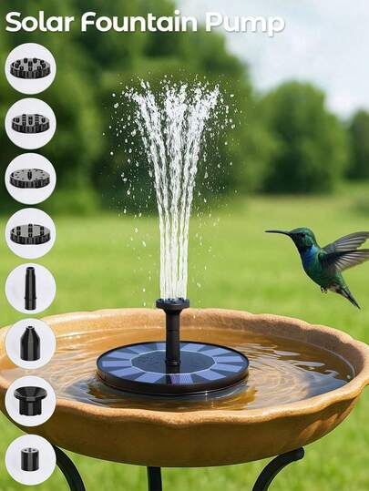 1 pieza bomba de fuente solar, fuente de baño de pájaro alimentada por energía solar, adecuada para fuentes de agua al aire libre, diseño flotante independiente, adecuado para jardín, terraza, estanque, piscina