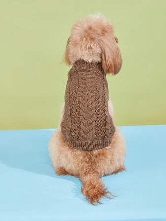 1pc Classic Striped Cable Knit Solid Color Candy Color Warm Sweater For Small Dogs, High Elasticity Poodle Pullover, Multi-Color