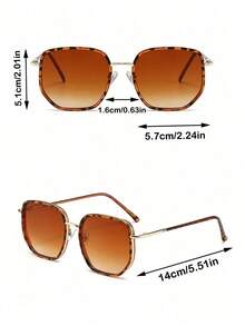 1pc Retro Street Style Polycarbonate Fashion Fashion Glasses, Four Seasons Basics Fall Winter Women Outfits Clothes Business Casual Gifts Leopard - 豹紋邊框漸層棕色 - 查看 3