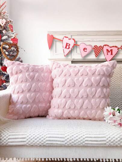 New Heart-Shaped Decorative Pillow Cover, Valentine's Day Heart-Shaped Cushion Cover, Red Soft Faux Leather Country-Style Cushion Cover, Suitable For Holiday Home Living Room, Bedroom, Study Decoration, Daily Use, Parties, Christmas, And Valentine's Day Decoration