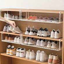 1pc Iron Multi-Layer Shoe Rack, Foldable Hanging Storage Organizer, Space-Saving Shoe Cabinet, Suitable For Bedroom, Living Room, Hallway, Dorm Storage Box Organizer