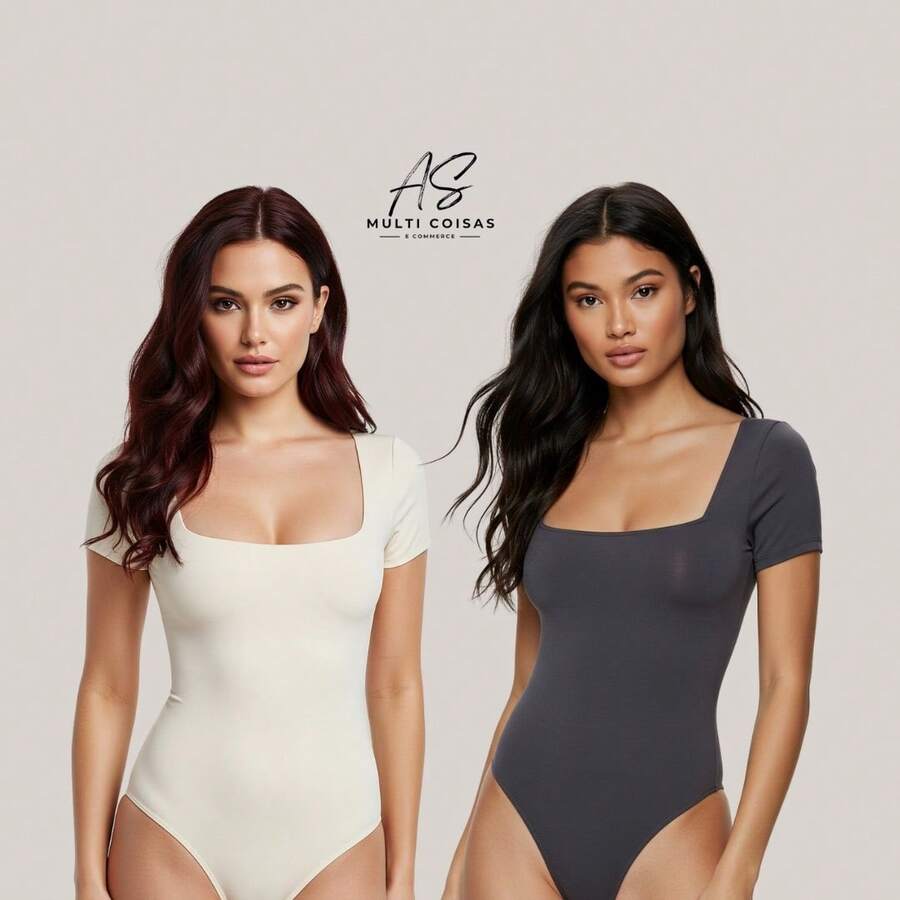 KIT WITH 2 SHORT SLEEVE BODYSUITS WITH ZIP AND DOUBLE LINING IN SUPLEX FABRIC - OFF/GRAY - View 1
