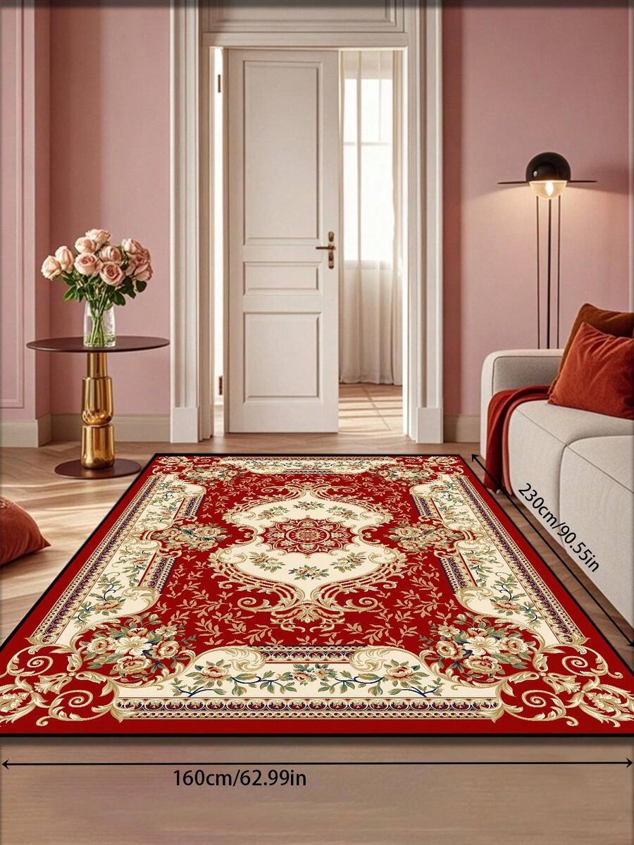 1 قطعة سجادة منطقة ذات تصميم بوهيمي عتيق من الألياف البوليستر، بنمط مستطيل سهل العناية وقابل للغسيل مع ظهر مانع للانزلاق، مناسبة لغرفة المعيشة والممر والجانب السرير وغرفة الجلوس وغرفة النوم والمكتب والمطبخ وديكور المنزل الريفي