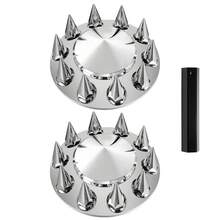 Front Axle Wheel Covers, Spiked Axle Cover For Semi Truck, ABS Electroplate Rust-Resistant Lug Nut Covers, Universal Fit, Installation Tool Included, Complete Axle Cover Combo Kit - 13.90x4.25 inch - 查看 8