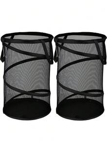 1 chiếc giỏ đựng đồ giặt bằng polyamide có thể gấp lại, giỏ đựng quần áo gia dụng màu đen hàng ngày, quần váy, giày dép, quần jean, bốt, giỏ đựng đồ giặt, giỏ đựng đồ phòng tắm, giỏ, giỏ đựng đồ, giỏ đựng đồ giặt có thể gấp lại - màu đen - Xem 11