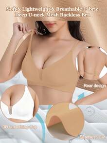 2pcs Women's Seamless Backless Bra Backless Strapless Underwear Summer Bra Sexy Bra Bridallingerie Three Types Of Straps, Seamless And Breathable, Adjustable Shoulder Straps, Thin Bra, Comfortable And Breathable, Suitable For Weddings, Formal Dresses, Camisole Skirts, Etc