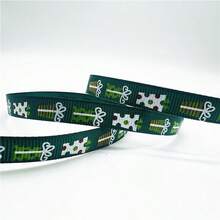 5yards 10mm Christmas Ribbon Printed Christmas Polyester Ribbon For Handmade Design Christmas Decoration Gift Packing