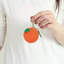 1pc Coin Purse, Fruit-Themed Wallet, With Keychain, Zipper Closure, Polyester Lining, Cute Orange And Blueberry Design, Durable And Stylish Lady's Bag Pendant Accessory Small Item, Exquisite Small Gift For Ladies - 橘色 - 查看 4