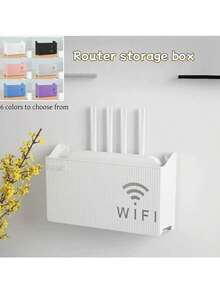 1pc Wall-Mounted WiFi Router Storage Box, Home Decor, Room Decoration - Multicolor - View 8