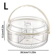 1 pieza Caja de almacenamiento hermética transparente de 6 compartimentos para frutas y aperitivos para la cocina/comedor, fácil de limpiar, diseño con asa portátil, adecuada para picnic, camping, fiestas - Blanco transparente - Ver 11