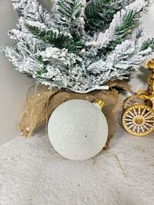 3pcs/Box 10cm Glass Glitter Christmas Tree Balls - White - View 3
