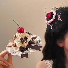 Cake Hair Clip Birthday Atmosphere Headband Fashion Party Hairpin Hair Accessory, Lolita Cherry Hair Accessory Bowknot With Cherry Elements Full Of Sweet Girly Feel - 黑森林蛋糕髮夾 - 查看 1