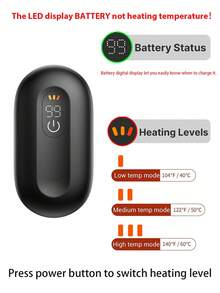 PinkSings 2000mAhx2 暖手宝快速加热可充电 2 件装，磁性电热口袋暖手宝，可重复使用暖手宝加热至 140℉/60℃，便携式口袋加热器，户外、露营、狩猎的温暖礼物 - 黑色 - 查看 3