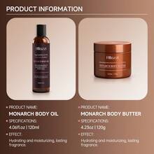 Hllozzi King And Monarch Body Butter & Body Oil / 120ml / 4.06 Fl.Oz & 120g / 4.23 Fl.Oz Enriched With Camellia Extract, Deeply Moisturizes And Hydrates Skin, Long-Lasting Fragrance, Suitable For All Body Parts. Women's Body Care Set, Suitable For All Skin Types, Gentle And Moisturizing. Christmas Gift Set For Women. - 棕色 - 查看 11