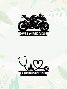 Fashion Personalized Custom Motorcycle Silhouette Custom Biker & Car & Halloween Pumpkin Metal Art With Wooden Base Tabletop Decoration Unique Personalized Gift For Men - Perfect For Home, Office, Cafe Decor - Ideal For Valentine's Day, Christmas, New Year, Thanksgiving Home Decor And Accessories Halloween Decorations Christmas Gifts,Souvenirs,Reusable,Adorable,High-Quality,Elegant Living,Artful Living