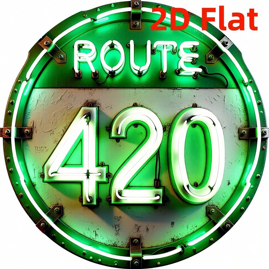 1 PC 8-Inch Round Neon Sign No. 420 Highway - Heavy-Duty Metal Structure, Visually Luminous Effect, No Batteries/Power Required - Suitable For Home, Office, Decoration For 4/20 Themed Parties - Includes Simple Installation Hardware - Weather-Resistant Indoor And Outdoor Decoration - Christmas Decoration - 1 biển nhôm - Xem 1