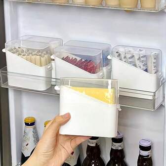 1pc Flip Lid Cheese Keeper, Multipurpose Plastic Storage Containers For Swabs, Dental Floss, Miscellaneous Items, Non-Food Contact, Freshness Preservation For Cheese Slices, Jams, And Sauces