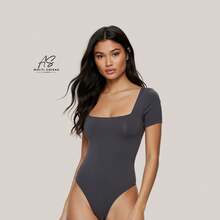 KIT WITH 2 SHORT SLEEVE BODYSUITS WITH ZIP AND DOUBLE LINING IN SUPLEX FABRIC - GRAY/BROWN - View 2