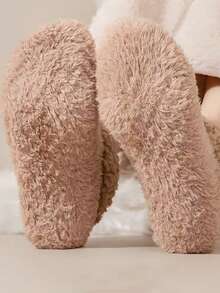 1 Pair Women's Warm Socks, Thermal Lined Mid-Calf Socks, Anti-Slip Grip Socks For Sleeping, Warm Feet In Winter