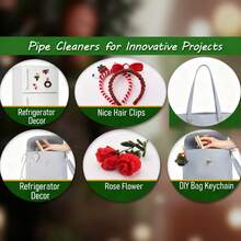 500 piezas de limpiapipas verdes a granel, set de 5 colores de limpiapipas para manualidades, 12 pulgadas de 5 colores surtidos de tallos de chenilla esponjosos, decoraciones de artes y manualidades suaves, cosas creativas y divertidas, tallos de chenilla para proyectos de manualidades y artes DIY (colores navideños) - Multicolor - Ver 9