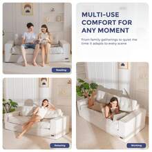 MAXYOYO 2/3 Seater Boneless Couch,Chenille Comfy Sofa With Extra Deep Seats For Living Room - Màu Xám nhạt - Xem 5