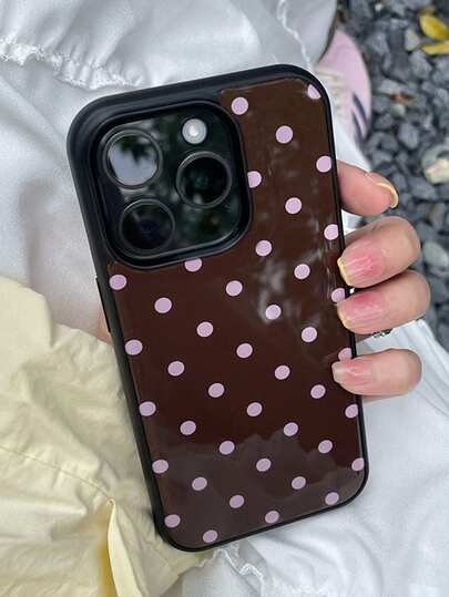 Fashionable Cute Polka Dot Glossy Soft Phone Case, Compatible With IPhone 17 Air, 16, 15, 14, 13, 12, 11 Pro Max, 16, 15, 14 Plus, Minimalist Creative Shock-Proof Back Cover