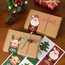 15pcs Christmas Sealing Stickers, Long Label Stickers For Gift Decoration, Baking Accessories For Cake, Cookie, And Candy Packaging Box Sealing, Self-Adhesive Stickers For Gift And Cake Box Decoration, Holiday Props Decoration, Christmas Atmosphere Decoration(The Style In The Picture Will Be Sent Randomly)