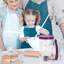 Pancake Batter Dispenser, Kitchen Must Have Tool For Perfect Pancakes, Cupcake, Waffle, Cake & Crepe, Batter Separator Maker With Measuring Label, Easy Pour Baking Supplies For Griddle (Purple),Fast And Precise Batter Funnel - 預設 - 查看 4