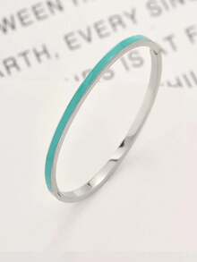 1条彩色珐琅手链，3毫米纤细不锈钢简约浪漫女士手链，永不褪色 - 3mm銀色 - 查看 11