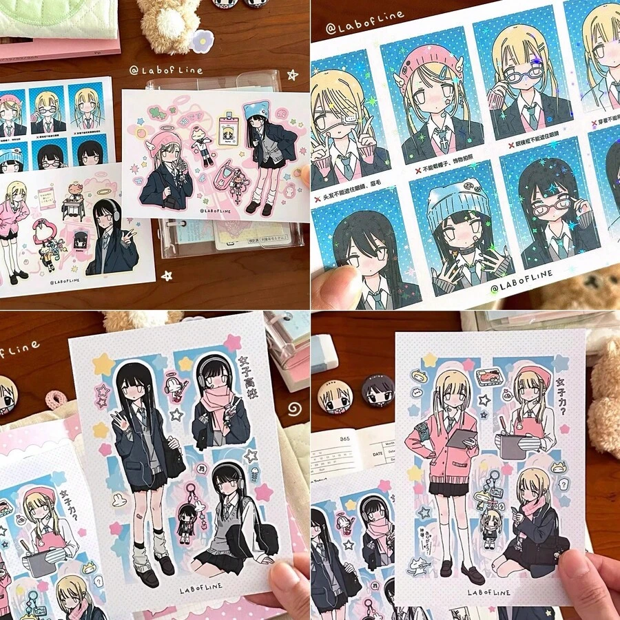 1pc - 2025 New - Line Study Room - Cat Director - ID Photo Girl High School Student - Anime Character Sticker - Phone Tablet Laptop Sticker - Planner Supplies - Decorative Sticker - Home Decor - Wall Decor - Cup Luggage Skateboard DIY Sticker - Stitch Toys Travel Toys Classroom Fidget Toys Mini Stuff Bath Toys Christmas Stationery Stress Ball - Birthday Gift - Christmas Gift - Christmas Eve Gift - Perfect Gift - Gift - Toys - Games
