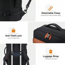 5PCS Travel Backpack Carry On Backpack 42L Flight Approved, Expandable Laptop Backpack With Packing Cubes & Shoe Pocket, Water Resistant Luggage Backpack For Men Women, TSA Approved, Large Backpack - 黑棕色 - 查看 5